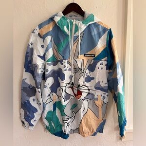 Members Only Warner Bros. Looney Tunes Hooded Windbreaker Jacket Bugs Bunny L